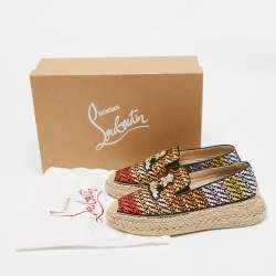 Christian Louboutin Multicolor Raffia Espananou Cruise Espadrille Flats Size 39
