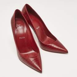 Pre Owned Christian Louboutin Burgundy Lizard Embossed Leather Kate Pumps Size 40