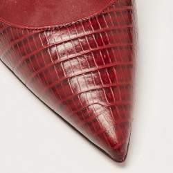 Pre Owned Christian Louboutin Burgundy Lizard Embossed Leather Kate Pumps Size 40