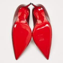 Pre Owned Christian Louboutin Burgundy Lizard Embossed Leather Kate Pumps Size 40