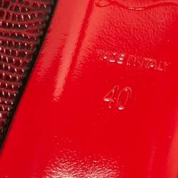 Pre Owned Christian Louboutin Burgundy Lizard Embossed Leather Kate Pumps Size 40