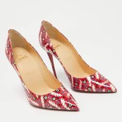 Christian Louboutin Red Printed Patent Leather Pigalle Follies Pumps Size 38