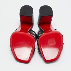 Pre Owned Christian Louboutin Black Leather Dispo Club Slide Sandals Size 39