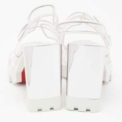 Pre Owned Christian Louboutin White PVC and Leather Duniss Ankle Strap Sandals Size 36.5