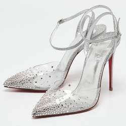 مملوكة مسبقًا Christian Louboutin Transparent PVC and Glitter Spikaqueen Pumps Size 38.5