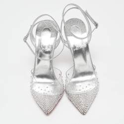 مملوكة مسبقًا Christian Louboutin Transparent PVC and Glitter Spikaqueen Pumps Size 38.5