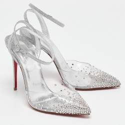 مملوكة مسبقًا Christian Louboutin Transparent PVC and Glitter Spikaqueen Pumps Size 38.5