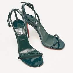 مملوكة مسبقًا Christian Louboutin Green Patent Leather So Me Ankle Strap Sandals Size 36
