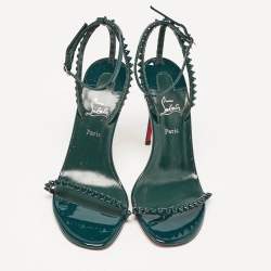 مملوكة مسبقًا Christian Louboutin Green Patent Leather So Me Ankle Strap Sandals Size 36