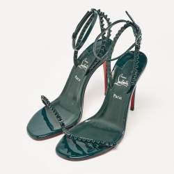 مملوكة مسبقًا Christian Louboutin Green Patent Leather So Me Ankle Strap Sandals Size 36