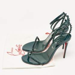 مملوكة مسبقًا Christian Louboutin Green Patent Leather So Me Ankle Strap Sandals Size 36
