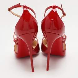 Pre Owned Christian Louboutin Red Patent Leather Crossfliketa Pumps Size 42
