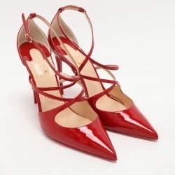 Pre Owned Christian Louboutin Red Patent Leather Crossfliketa Pumps Size 42