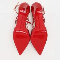 Pre Owned Christian Louboutin Red Patent Leather Crossfliketa Pumps Size 42