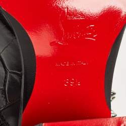 Christian Louboutin Black Croc Embossed and Leather With My Guitar Donna Boots Size 39.5