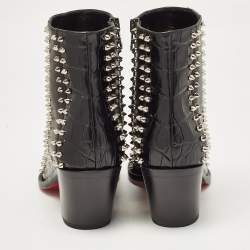 Christian Louboutin Black Croc Embossed and Leather With My Guitar Donna Boots Size 39.5