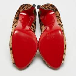 Christian Louboutin Brown Leopard Print Calf Hair Lady Claude Pumps Size 37.5