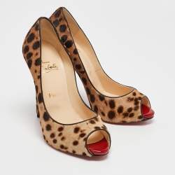 Christian Louboutin Brown Leopard Print Calf Hair Lady Claude Pumps Size 37.5