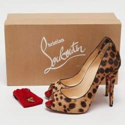 Christian Louboutin Brown Leopard Print Calf Hair Lady Claude Pumps Size 37.5