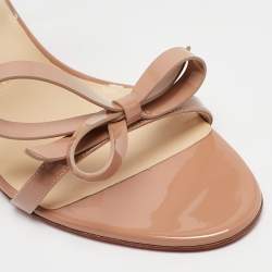 Christian Louboutin Beige Patent Leather and PVC Just Nodo Slide Sandals Size 38.5