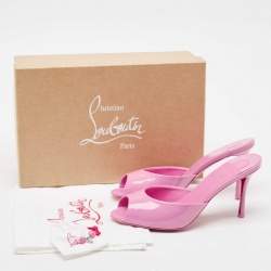 Pre Owned Christian Louboutin Pink Patent Leather Me Dolly Slide Sandals Size 37
