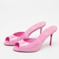 Pre Owned Christian Louboutin Pink Patent Leather Me Dolly Slide Sandals Size 37