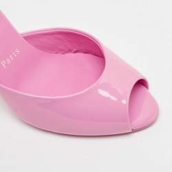 Pre Owned Christian Louboutin Pink Patent Leather Me Dolly Slide Sandals Size 37