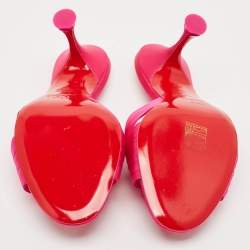 Pre Owned Christian Louboutin Pink Satin Nicol Is Back Slide Sandals Size 37.5