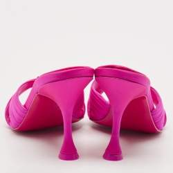 Pre Owned Christian Louboutin Pink Satin Nicol Is Back Slide Sandals Size 37.5