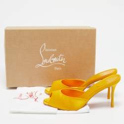Christian Louboutin Yellow Satin Me Dolly Slide Sandals Size 38