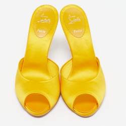 Christian Louboutin Yellow Satin Me Dolly Slide Sandals Size 38