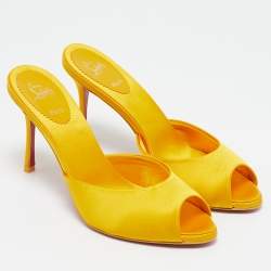 Christian Louboutin Yellow Satin Me Dolly Slide Sandals Size 38