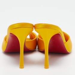 Christian Louboutin Yellow Satin Me Dolly Slide Sandals Size 38