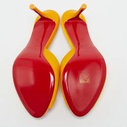 Christian Louboutin Yellow Satin Me Dolly Slide Sandals Size 38