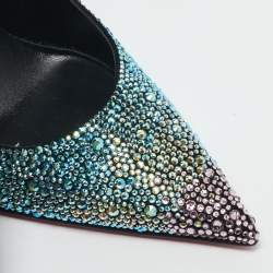 Christian Louboutin Multicolor Crystal Embellished Suede Condora Pumps Size 38.5