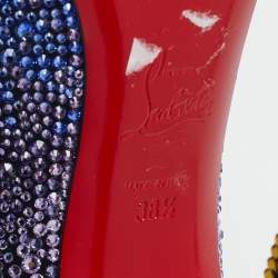 Christian Louboutin Multicolor Crystal Embellished Suede Condora Pumps Size 38.5