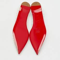 مملوكة مسبقًا حذاء فلات باليه فولي شفاف بي في سي وجلد كريستيان لوبوتان مقاس 38.5