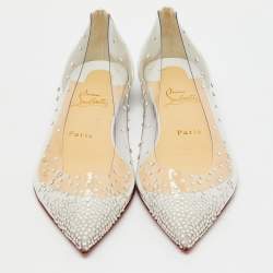 مملوكة مسبقًا حذاء فلات باليه فولي شفاف بي في سي وجلد كريستيان لوبوتان مقاس 38.5