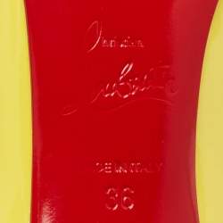Pre Owned Christian Louboutin Yellow Patent Leather Pigalle Follies Pumps Size 36
