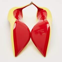 Pre Owned Christian Louboutin Yellow Patent Leather Pigalle Follies Pumps Size 36