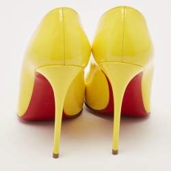 Pre Owned Christian Louboutin Yellow Patent Leather Pigalle Follies Pumps Size 36