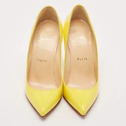 Pre Owned Christian Louboutin Yellow Patent Leather Pigalle Follies Pumps Size 36