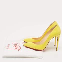 Pre Owned Christian Louboutin Yellow Patent Leather Pigalle Follies Pumps Size 36