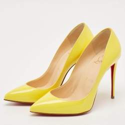 Pre Owned Christian Louboutin Yellow Patent Leather Pigalle Follies Pumps Size 36