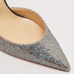مملوكة مسبقًا Christian Louboutin Silver Glitter Iriza Disco D'orsay Pumps Size 41