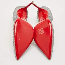 مملوكة مسبقًا Christian Louboutin Silver Glitter Iriza Disco D'orsay Pumps Size 41