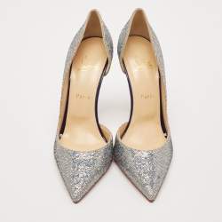 مملوكة مسبقًا Christian Louboutin Silver Glitter Iriza Disco D'orsay Pumps Size 41