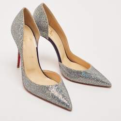 مملوكة مسبقًا Christian Louboutin Silver Glitter Iriza Disco D'orsay Pumps Size 41