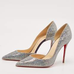 مملوكة مسبقًا Christian Louboutin Silver Glitter Iriza Disco D'orsay Pumps Size 41