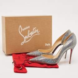 مملوكة مسبقًا Christian Louboutin Silver Glitter Iriza Disco D'orsay Pumps Size 41
